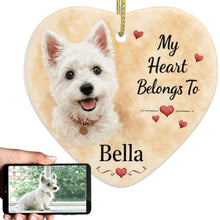 Load image into Gallery viewer, Westie Dog Ornament - My Heart Belongs To Design - Personalized with Name-Christmas Ornament-Christmas,Personalize Artwork,West Highland Terrier-1