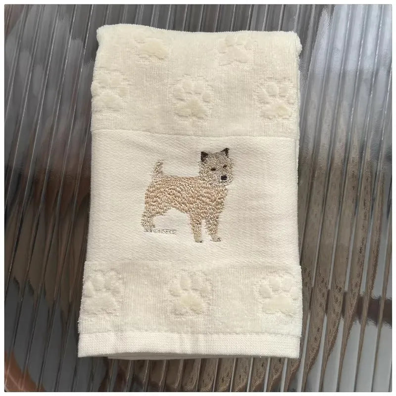 Westie Love Large Embroidered Cotton Towel-Home Decor-Bathroom Decor,Dog Mom Gifts,Home Decor,Towel,West Highland Terrier-1