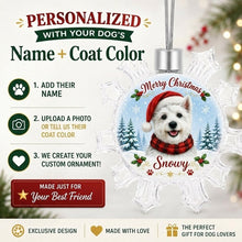 Load image into Gallery viewer, Westie Ornament - Personalized Snowflake Shaped Christmas Snow Globe Design - with Name-Christmas Ornament-Christmas,Personalize Artwork,West Highland Terrier-2