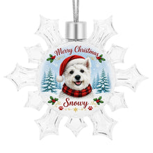 Load image into Gallery viewer, Westie Ornament - Personalized Snowflake Shaped Christmas Snow Globe Design - with Name-Christmas Ornament-Christmas,Personalize Artwork,West Highland Terrier-4