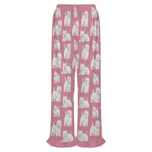 Load image into Gallery viewer, Westie Pajama Pants for Women - Ruffle Hem Design - Watercolor Symphony Westies-Pajamas-Apparel,Dog Mom Gifts,Pajamas,West Highland Terrier-11