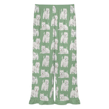Load image into Gallery viewer, Westie Pajama Pants for Women - Ruffle Hem Design - Watercolor Symphony Westies-Pajamas-Apparel,Dog Mom Gifts,Pajamas,West Highland Terrier-15