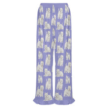 Load image into Gallery viewer, Westie Pajama Pants for Women - Ruffle Hem Design - Watercolor Symphony Westies-Pajamas-Apparel,Dog Mom Gifts,Pajamas,West Highland Terrier-20