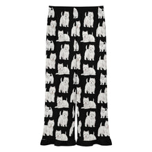 Load image into Gallery viewer, Westie Pajama Pants for Women - Ruffle Hem Design - Watercolor Symphony Westies-Pajamas-Apparel,Dog Mom Gifts,Pajamas,West Highland Terrier-5