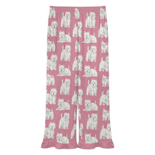 Load image into Gallery viewer, Westie Pajama Pants for Women - Ruffle Hem Design - Watercolor Symphony Westies-Pajamas-Apparel,Dog Mom Gifts,Pajamas,West Highland Terrier-10