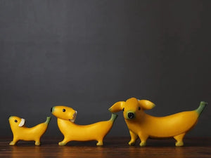 Whimsical Banana Dachshunds Resin Statues - Set of 3-3Pcs Set-10