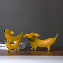 Load image into Gallery viewer, Whimsical Banana Dachshunds Resin Statues - Set of 3-3Pcs Set-2