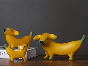 Whimsical Banana Dachshunds Resin Statues - Set of 3-3Pcs Set-9