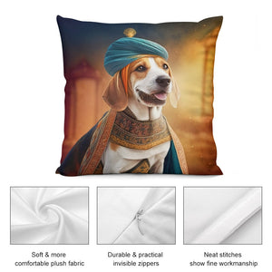 Whimsical Canine Maharaja Beagle Plush Pillow Case-Cushion Cover-Beagle, Dog Dad Gifts, Dog Mom Gifts, Home Decor, Pillows-4