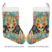 Load image into Gallery viewer, Whimsical Christmas Forest Fawn Chihuahua Christmas Stocking-Christmas Ornament-Chihuahua, Christmas, Home Decor-26X42CM-White1-3