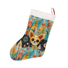 Load image into Gallery viewer, Whimsical Christmas Forest Fawn Chihuahua Christmas Stocking-Christmas Ornament-Chihuahua, Christmas, Home Decor-26X42CM-White1-1