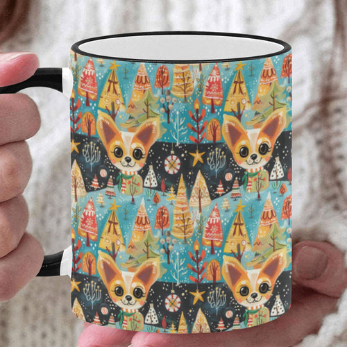 Whimsical Christmas Forest Fawn Chihuahua Coffee Mug-White2-ONE SIZE-1