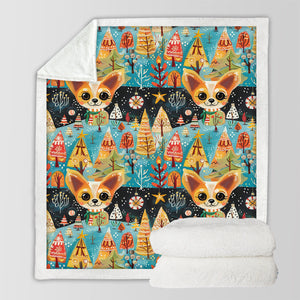 Whimsical Christmas Forest Fawn Chihuahuas Soft Warm Fleece Blanket-Blanket-Blankets, Chihuahua, Christmas, Dog Dad Gifts, Dog Mom Gifts, Home Decor-10