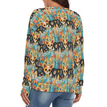 Load image into Gallery viewer, Whimsical Forest Fawn Chihuahua Women's V-Neck Christmas Sweater-Apparel-Apparel,Chihuahua,Christmas,Dog Mom Gifts,Sweater,Sweatshirt-4