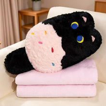 Load image into Gallery viewer, Whimsical Ice Cream Black Cat Throw Pillow - optional with Throw Blanket-Home Decor-Black Cat,Cats,Home Decor,Pillows,Stuffed Animal-4
