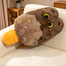 Load image into Gallery viewer, Whimsical Ice Cream Brown Cat Throw Pillow - optional with Throw Blanket-Brown Pillow bl-about 50cm-1