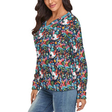 Load image into Gallery viewer, Whimsical Pit Bull Party Palette Women's V-Neck Christmas Sweater-Apparel-Apparel,Christmas,Dog Mom Gifts,Pit Bull,Sweater,Sweatshirt-3