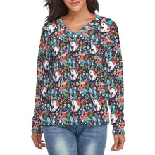 Load image into Gallery viewer, Whimsical Pit Bull Party Palette Women's V-Neck Christmas Sweater-Apparel-Apparel,Christmas,Dog Mom Gifts,Pit Bull,Sweater,Sweatshirt-S-2