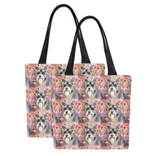 Load image into Gallery viewer, Whimsical Schnauzer in Bloom Large Canvas Tote Bags-13