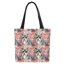 Load image into Gallery viewer, Whimsical Schnauzer in Bloom Large Canvas Tote Bags-White1-ONESIZE-5