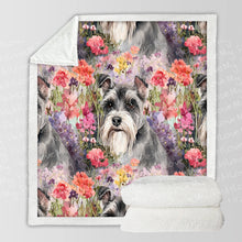 Load image into Gallery viewer, Whimsical Schnauzer in Bloom Soft Warm Fleece Blanket-Blanket-Blankets, Home Decor, Schnauzer-10