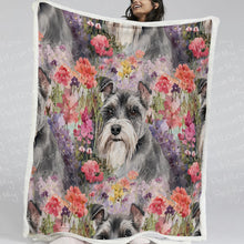 Load image into Gallery viewer, Whimsical Schnauzer in Bloom Soft Warm Fleece Blanket-Blanket-Blankets, Home Decor, Schnauzer-11