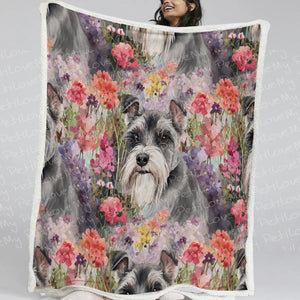 Whimsical Schnauzer in Bloom Soft Warm Fleece Blanket-Blanket-Blankets, Home Decor, Schnauzer-11