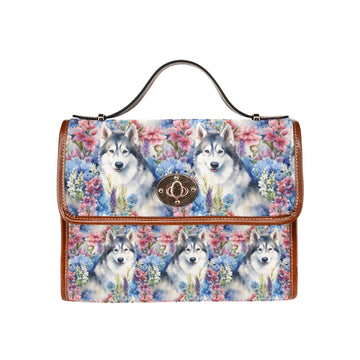 Whimsical Wilderness Watercolor Garden Husky Shoulder Bag Purse 360x