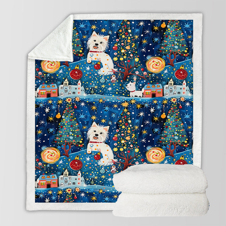 Whimsical Winter Westies Christmas Soft Warm Fleece Blanket-Blanket-Blankets, Christmas, Dog Dad Gifts, Dog Mom Gifts, Home Decor, West Highland Terrier-10