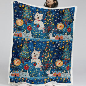 Whimsical Winter Westies Christmas Soft Warm Fleece Blanket-Blanket-Blankets, Christmas, Dog Dad Gifts, Dog Mom Gifts, Home Decor, West Highland Terrier-11