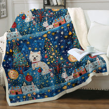 Load image into Gallery viewer, Whimsical Winter Westies Christmas Soft Warm Fleece Blanket-Blanket-Blankets, Christmas, Dog Dad Gifts, Dog Mom Gifts, Home Decor, West Highland Terrier-12