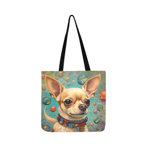 Whimsical Wonders Chihuahua Shopping Tote Bag-Accessories-Accessories, Bags, Chihuahua, Dog Dad Gifts, Dog Mom Gifts-White-ONESIZE-2