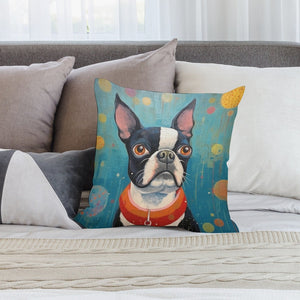 Whimsical World Boston Terrier Plush Pillow Case-Cushion Cover-Boston Terrier, Dog Dad Gifts, Dog Mom Gifts, Home Decor, Pillows-2