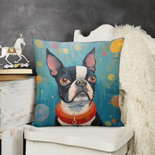 Load image into Gallery viewer, Whimsical World Boston Terrier Plush Pillow Case-Cushion Cover-Boston Terrier, Dog Dad Gifts, Dog Mom Gifts, Home Decor, Pillows-3