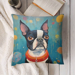 Whimsical World Boston Terrier Plush Pillow Case-Cushion Cover-Boston Terrier, Dog Dad Gifts, Dog Mom Gifts, Home Decor, Pillows-4