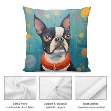 Load image into Gallery viewer, Whimsical World Boston Terrier Plush Pillow Case-Cushion Cover-Boston Terrier, Dog Dad Gifts, Dog Mom Gifts, Home Decor, Pillows-5
