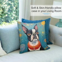 Load image into Gallery viewer, Whimsical World Boston Terrier Plush Pillow Case-Cushion Cover-Boston Terrier, Dog Dad Gifts, Dog Mom Gifts, Home Decor, Pillows-7