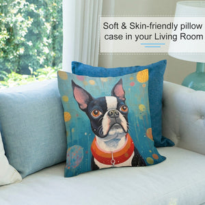 Whimsical World Boston Terrier Plush Pillow Case-Cushion Cover-Boston Terrier, Dog Dad Gifts, Dog Mom Gifts, Home Decor, Pillows-7