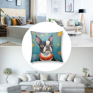 Whimsical World Boston Terrier Plush Pillow Case-Cushion Cover-Boston Terrier, Dog Dad Gifts, Dog Mom Gifts, Home Decor, Pillows-8