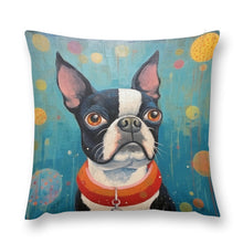 Load image into Gallery viewer, Whimsical World Boston Terrier Plush Pillow Case-Cushion Cover-Boston Terrier, Dog Dad Gifts, Dog Mom Gifts, Home Decor, Pillows-12 &quot;×12 &quot;-1