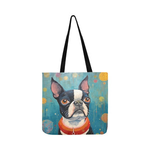 Whimsical World Boston Terrier Shopping Tote Bag-Accessories-Accessories, Bags, Boston Terrier, Dog Dad Gifts, Dog Mom Gifts-2