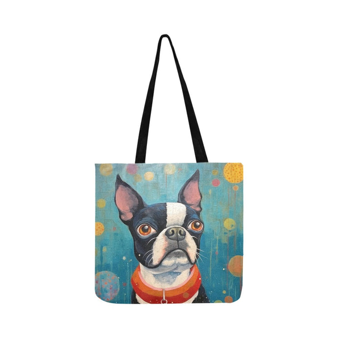 Whimsical World Boston Terrier Shopping Tote Bag-Accessories-Accessories, Bags, Boston Terrier, Dog Dad Gifts, Dog Mom Gifts-1