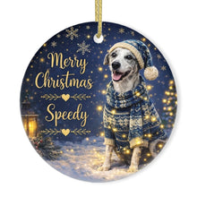 Load image into Gallery viewer, Whippet Christmas Ornament - Cozy Winter Pet Portrait Design - Personalize with Photo and Name-Christmas Ornament-Christmas,Christmas Ornament,Personalize Artwork-3
