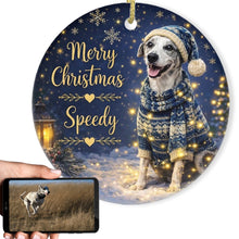 Load image into Gallery viewer, Whippet Christmas Ornament - Cozy Winter Pet Portrait Design - Personalize with Photo and Name-Christmas Ornament-Christmas,Christmas Ornament,Personalize Artwork-1