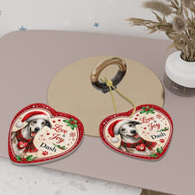 Load image into Gallery viewer, Whippet Christmas Ornament - Love &amp; Joy Heart Shaped Portrait - Personalize with Photo and Name-Christmas Ornament-Christmas,Christmas Ornament,Personalize Artwork,Whippet-6