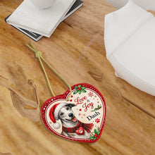 Load image into Gallery viewer, Whippet Christmas Ornament - Love &amp; Joy Heart Shaped Portrait - Personalize with Photo and Name-Christmas Ornament-Christmas,Christmas Ornament,Personalize Artwork,Whippet-7