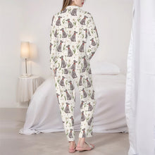 Load image into Gallery viewer, Whippet Pajamas for Women - XL Available - Blue Whippet Flower Garden-Pajamas-Apparel,Dog Mom Gifts,Pajamas,Whippet-4