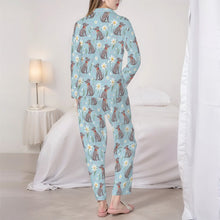 Load image into Gallery viewer, Whippet Pajamas for Women - XL Available - Blue Whippet Flower Garden-Pajamas-Apparel,Dog Mom Gifts,Pajamas,Whippet-6