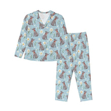 Load image into Gallery viewer, Whippet Pajamas for Women - XL Available - Blue Whippet Flower Garden-Pajamas-Apparel,Dog Mom Gifts,Pajamas,Whippet-9