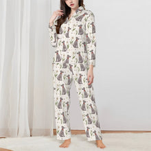 Load image into Gallery viewer, Whippet Pajamas for Women - XL Available - Blue Whippet Flower Garden-Pajamas-Apparel,Dog Mom Gifts,Pajamas,Whippet-3